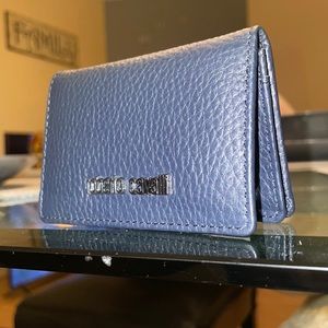 Midnight navy blue Roberto Cavalli Slim bifold wallet